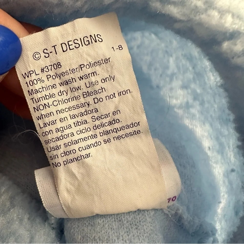 Vtg Paddington Baby Blue Fuzzy Sherpa Hooded Footie Outfit 0-6M bodysuit snow